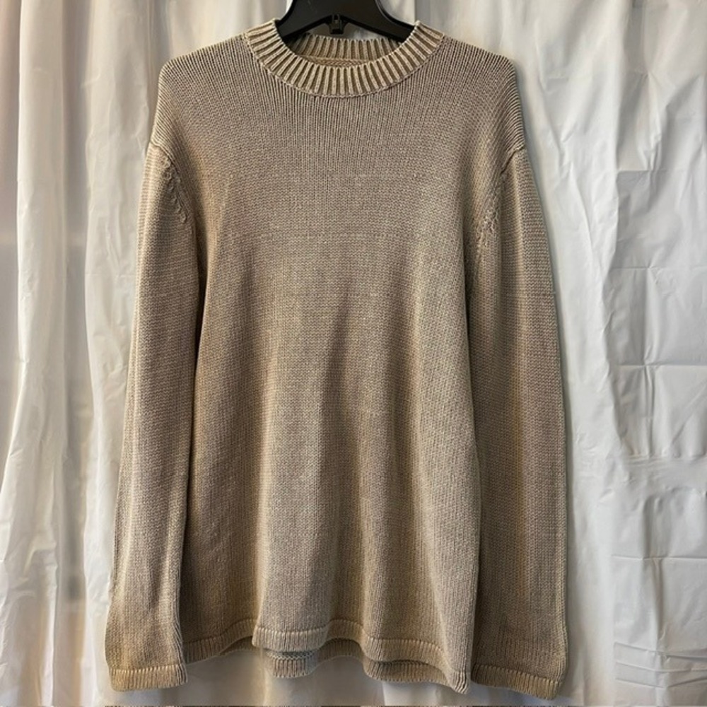 PacSun Mens Sz M Shaker Rib Knit Crewneck Sweater 100% Cotton Taupe